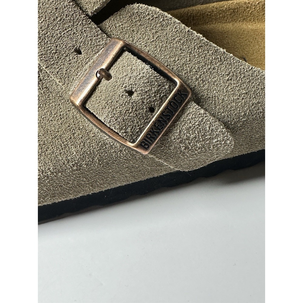 Birkenstock Boston Taupe Suede Leather Soft Footbed Clog 39 Ladies 8 Mens 6 - Picture 6 of 10
